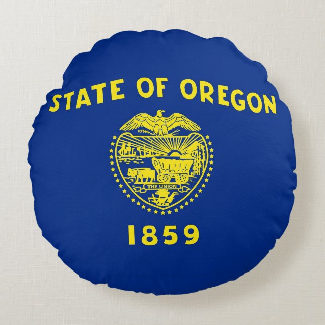 Rond Sierkussen met vlag van Oregon Kussen (Voorkant)