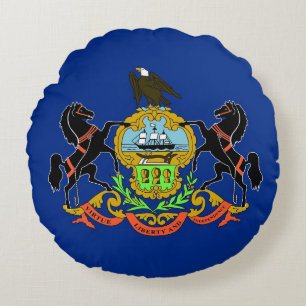 Rond Sierkussen met vlag van Pennsylvania Kussen