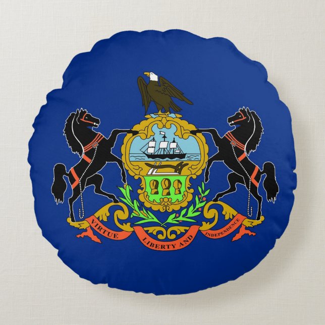 Rond Sierkussen met vlag van Pennsylvania Kussen (Voorkant)