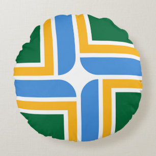 Rond Sierkussen met vlag van Portland, USA Kussen