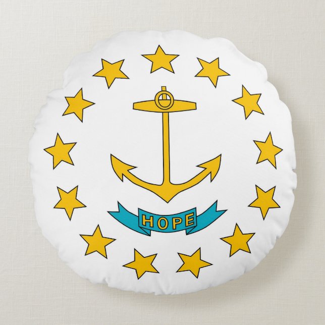 Rond Sierkussen met vlag van Rhode Island Kussen (Voorkant)