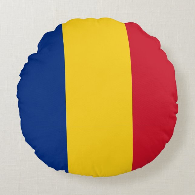 Rond Sierkussen met vlag van Roemenië Rond Kussen (Voorkant)