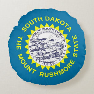 Rond Sierkussen met vlag van South Dakota Kussen