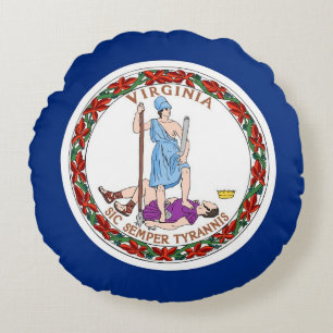 Rond Sierkussen met vlag van Virginia, Verenigde S Kussen