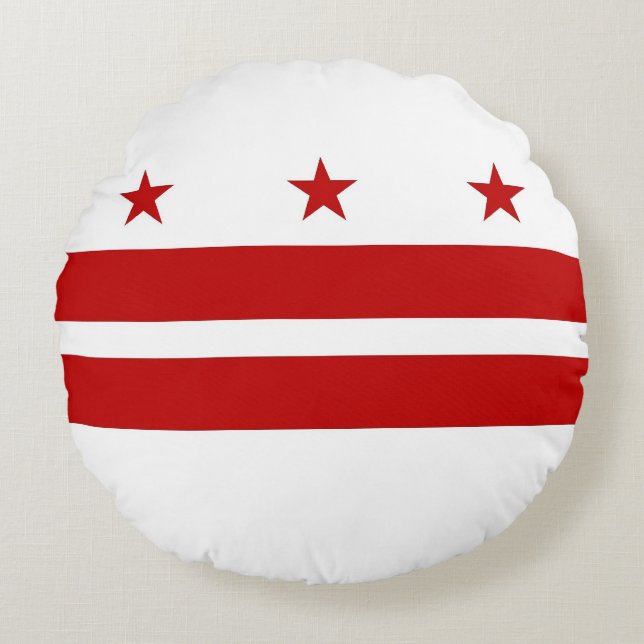 Rond Sierkussen met vlag van Washington DC, Vereni Rond Kussen (Voorkant)