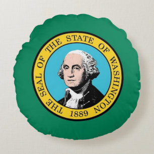 Rond Sierkussen met vlag van Washington, Verenigde Rond Kussen
