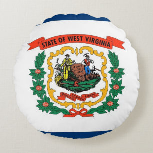 Rond Sierkussen met vlag van West Virginia, Vereni Kussen