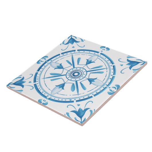 Rond, , Spaans tegel, middellandse zee Tegeltje (Zijkant)