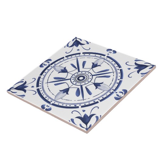 Rond, , Spaans tegel, middellandse zee Tegeltje (Zijkant)