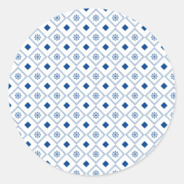 Rond stickerontwerp met een blauwe en witte ronde sticker