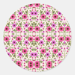 Rond stickerontwerp met levendig roze  ronde sticker