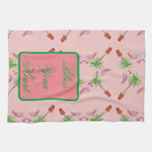Rond uw hartroze flamingos palm theedoek (Horizontaal)