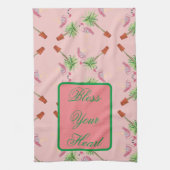 Rond uw hartroze flamingos palm theedoek (Verticaal)