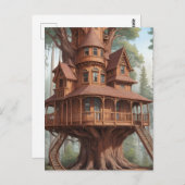 Rond Victoriaans boomhuis in de boom Briefkaart (Voorkant / Achterkant)