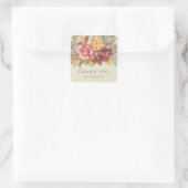 Rond/vierkant Floral Border Dank u Vierkante Sticker (Tas)