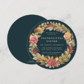 Rond/vierkant Nachtelijk Wreater Thanksgiving Dinn Kaart (Voorkant / Achterkant)