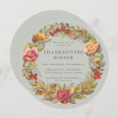 Rond/vierkant Nachtelijk Wreater Thanksgiving Dinn Kaart (Voorkant / Achterkant)