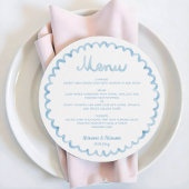 Rond Whimsical Blue Lijst Wedding Menu