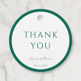 Rond wit en smaragdgroen dank u bedankjes labels