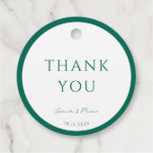 Rond wit en smaragdgroen dank u bedankjes labels (Achterkant)