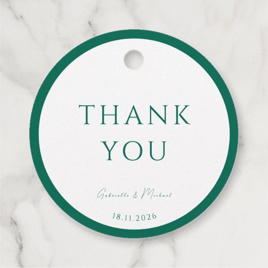 Rond wit en smaragdgroen dank u bedankjes labels (Achterkant)