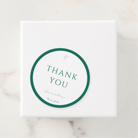 Rond wit en smaragdgroen dank u bedankjes labels (In situ)