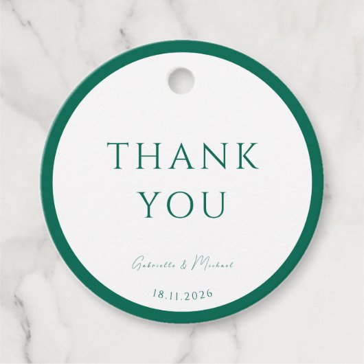 Rond wit en smaragdgroen dank u bedankjes labels (Voorkant)