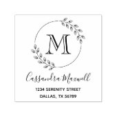 Rond Wreate, Leaves Monogram 2 Adres Zelfinktende Stempel (Design)