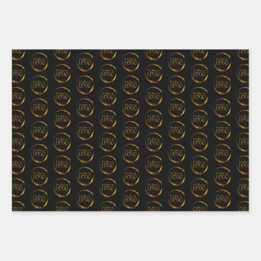 Rond zakelijk logo op zwarte promo inpakpapier vel (Voorkant)