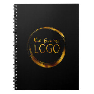 Rond Zakelijk Logo op Zwarte Promo Notitieboek