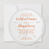 Rond zand dollaire repetitie met inwendige uitnodi kaart (Voorkant)