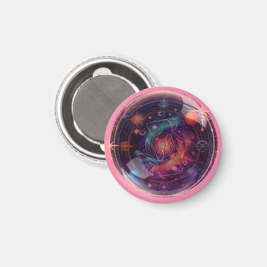 Rond- Zodiac Theme- Vissen Magneet (Voorkant / Achterkant)