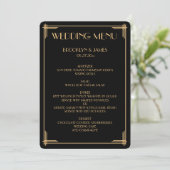 Rond zwart Great Gatsby Art Deco trouwmenu Menu (Staand voorkant)