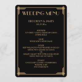 Rond zwart Great Gatsby Art Deco trouwmenu Menu