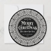 Rond  zwart + Wit Keltisch Feestdagenkaart (Voorkant)