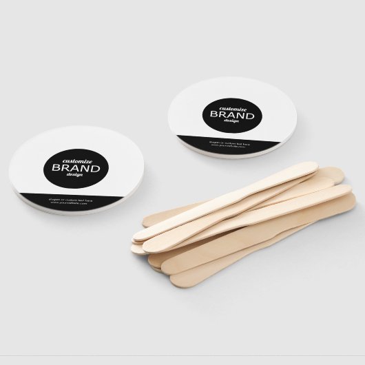 Rond Zwart Wit Promotiehandventilatoren met Logo Handwaaier (Niet-gemonteerd)