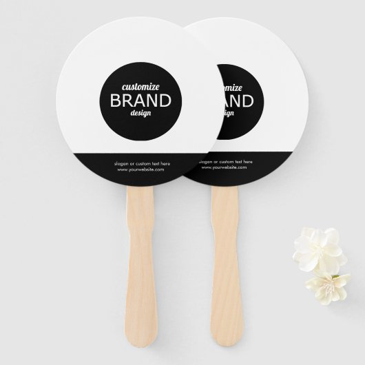 Rond Zwart Wit Promotiehandventilatoren met Logo Handwaaier