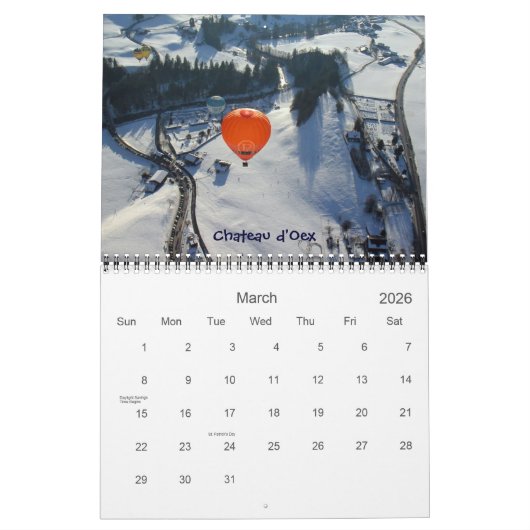 Rond Zwitserland in twaalf maanden Kalender (Mar 2026)