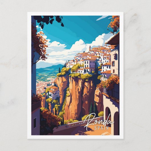 Ronda Spanje vintage reisillustratie Briefkaart (Voorkant)