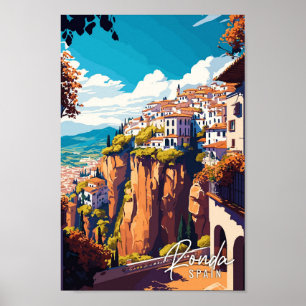 Ronda Spanje vintage reisillustratie Poster