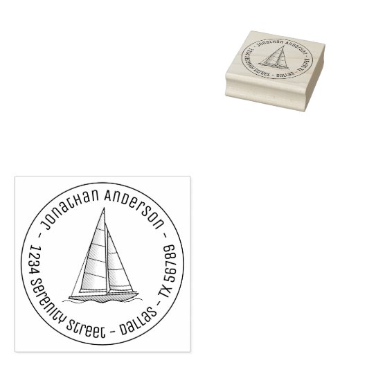 Rondadres Nauze-zeilboot Rubberstempel (Gestempeld)