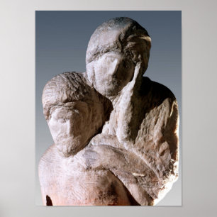 Rondanini Pieta, detail van de hoofden van Christu Poster