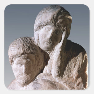 Rondanini Pieta, detail van de hoofden van Christu Vierkante Sticker