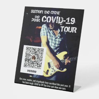Rondband Venmo na Covid Concert Reclamebord Met Voetstuk