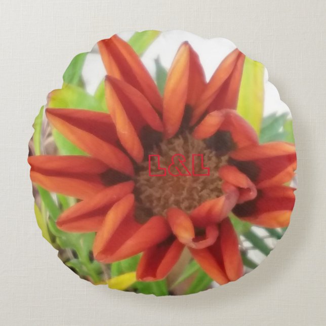 Rondbloemige katoen A Rond Kussen (Voorkant)