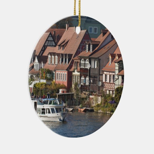 Rondboot in Little Venice en River Regnitz Keramisch Ornament (Rechts)