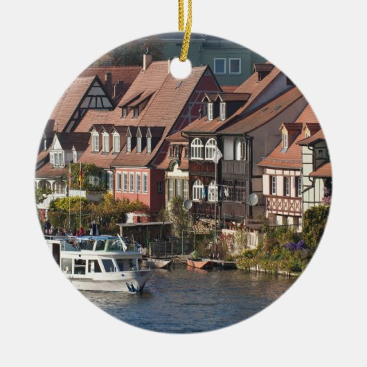 Rondboot in Little Venice en River Regnitz Keramisch Ornament (Voorkant)