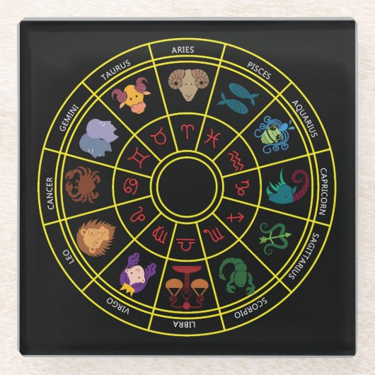 Ronddierhartsymbolen en -signalen glazen onderzetter (Voorkant)