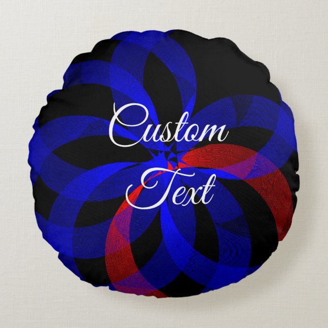 Ronddraaiend rood accent geometrisch rond kussen (Voorkant)