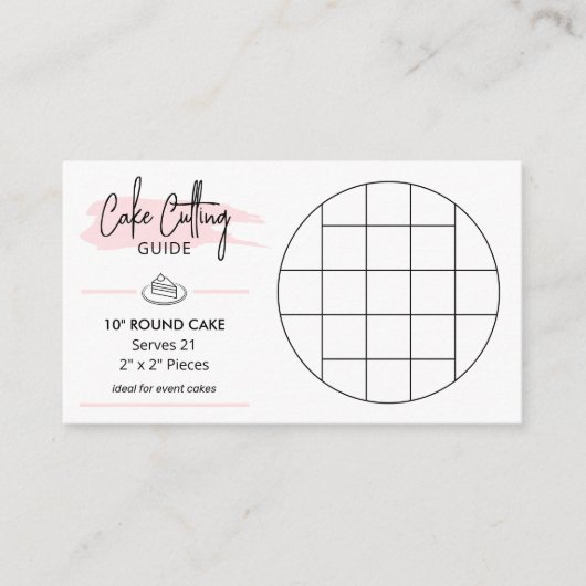 Ronde 10"Cake scherpe Diagram 2x2 porties Gids Informatiekaartje (Voorkant)